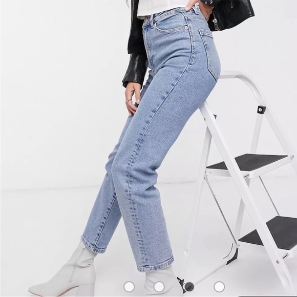 ASOS Denim Jeans High Rise High Waist Raw Hem Strech Size 30 - Picture 11 of 12